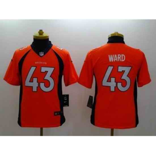 Youth Nike Denver Broncos #43 T.J. Ward Orange Team Color Stitched NFL New Limited Jersey